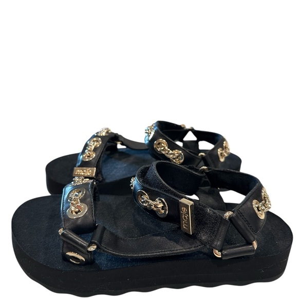 Maje Frankie Chain-Embellished Leather Sandals Size 36 - Picture 6 of 11
